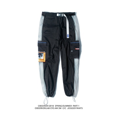OBSERVER 18SS反光可拆卸口袋装饰宽松抽绳九分束脚裤