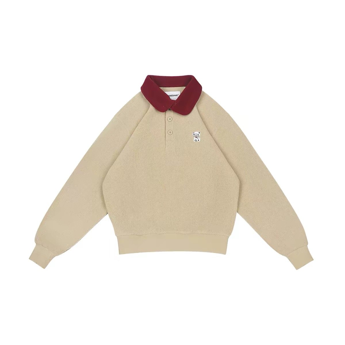 MYSAMESAME26SS撞色翻领套头羊羔绒卫衣复古休闲宽松POLO衫男女