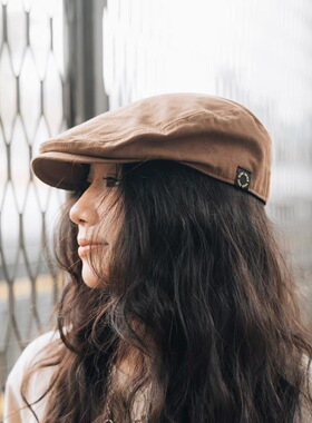 食钓SDGR SLOWDOWN休闲贝雷帽大头围美拉德复古画家帽棕色显脸小