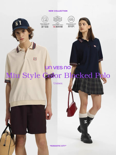 【7A抗菌】Unvesno(UN)MIU系学院风撞色休闲POLO衫短袖T恤
