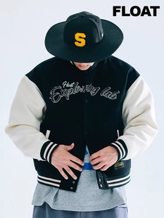 新款 复古夹克秋季 撞色原创设计刺绣外套宽松潮流棒球服 美式 FLOAT