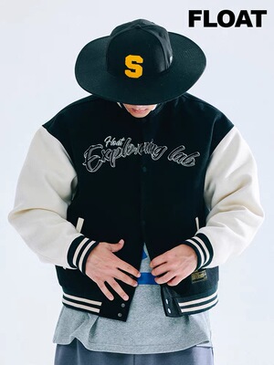 FLOAT 美式复古夹克秋季新款撞色原创设计刺绣外套宽松潮流棒球服