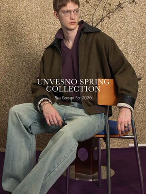 【双面穿】Unvesno(UN)老钱风廓形编织领拼接麂皮绒格纹夹克