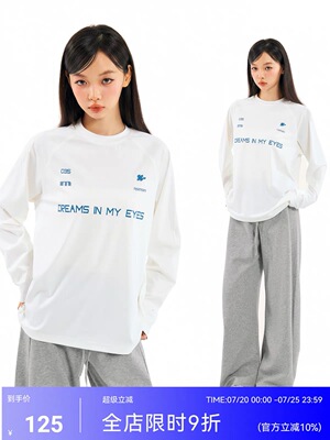 MYSAMESAME26AW美式简约字母印花运动风长袖T恤男女圆领宽松休闲