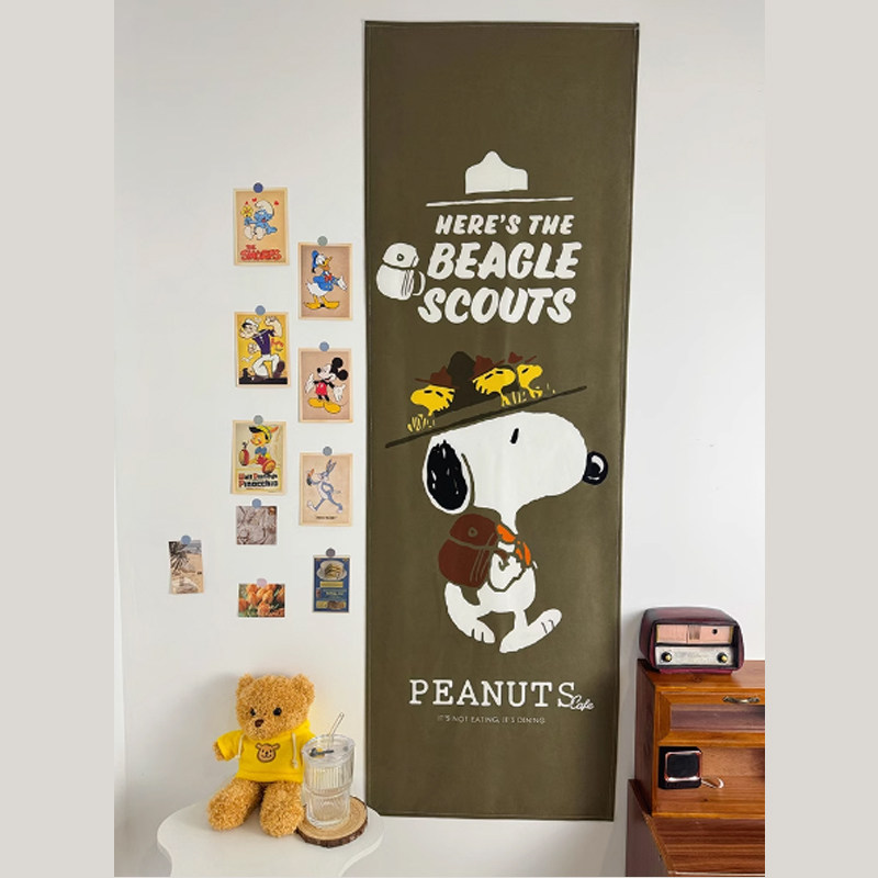 竖版长条加厚绒布美式复古动漫背景布卡通风格墙面卧室客厅装饰布