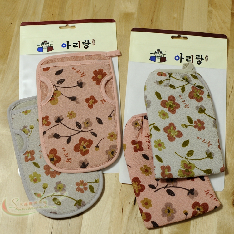 韩国阿里郎套手澡巾沐浴手套浴擦薄款彩色搓澡巾家用白色洗澡巾