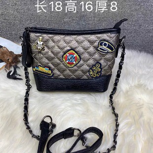 特价尾货清仓流浪包时尚休闲女士徽章链条单肩斜挎包多种背法菱格