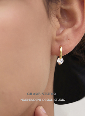 G/S 精致超闪悬浮小钻纯银耳圈耳扣轻奢通勤百搭高级感耳环耳饰女