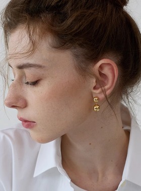 G/S 欧美LIE小众设计小银球金属吊坠耳环极简高级感耳饰耳钉女