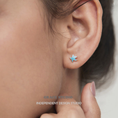 S小海星 精致迷你蓝色星星小耳钉女春夏俏皮度假风百搭耳环耳饰