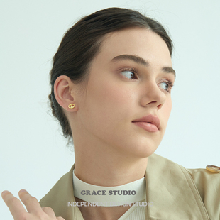 简约百搭金属耳饰2026新款 法式 猪鼻子耳钉耳环女H家同款 经典
