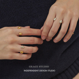 小众极简金银撞色开口小豆子戒指女叠戴设计感指环 店主推荐