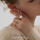 轻奢气质白贝母方形小耳钉女设计感小众开口戒指 法式 S贝壳记忆
