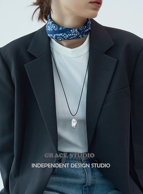 G/S定制款 高级感巴洛克珍珠项链休闲时髦黑绳毛衣链女款2025新款