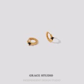 小巧精致迷你黑锆石小耳圈女简约百搭气质耳环通勤小耳钉 S缪斯