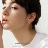 ins风日常百搭休闲耳环耳钉 简约精致猪鼻子耳扣法式 S黎贝卡