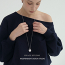 项链配饰 极简高级感椭圆银色吊坠毛衣链秋冬百搭长款 S都市街头