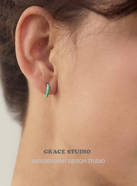 G/S 丹麦彩色滴釉C型小耳圈白百何同款百搭艺术耳环多巴胺耳钉女