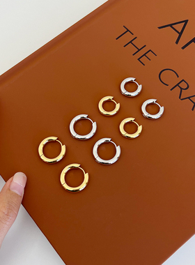 G/S经典款 极简金属光面hoop素圈耳环女ins日常百搭圈圈耳环耳圈