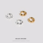 经典 S巴塞罗那 精致切割金属耳圈简约高级感百搭时髦hoop耳环