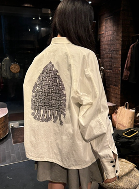 自主 nemeth 短款背后绳结图案印花 棉 衬衫长袖男女同款