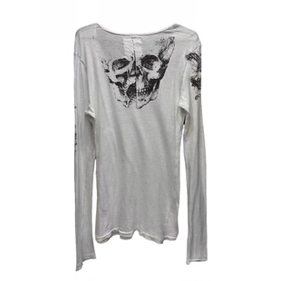 休闲印花白色上衣 卫衣 LGB 视觉系骷髅长袖