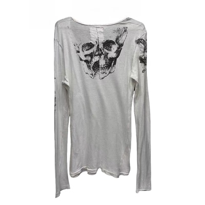 LGB 视觉系骷髅长袖卫衣 休闲印花白色上衣