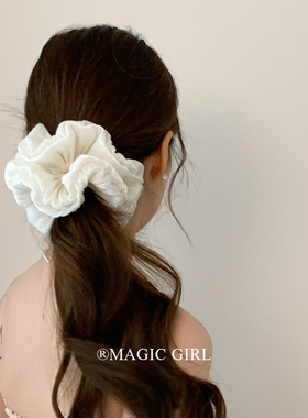 magicgirl魔丽少女白色珠光缎面大肠发圈超大发饰温柔发绳头饰女