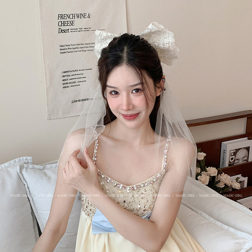 珍珠蝴蝶结超仙氛围感鸭嘴夹发夹