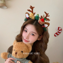 圣诞头饰可爱麋鹿发箍饰品圣诞节装 饰圣诞帽鹿角头箍发饰成人配饰