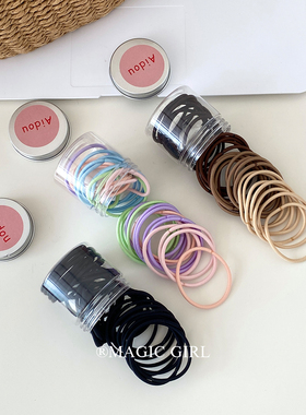 黑色基础款隐形马尾发绳高弹力不伤发橡皮筋发圈糖果色头绳发饰女