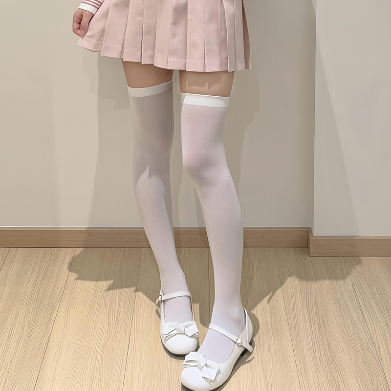 天鹅绒过膝袜女微透长筒袜jk袜子