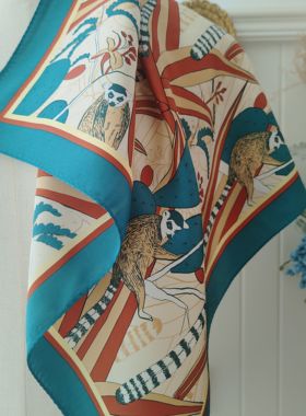 品牌剪标100%桑蚕丝素绉缎真丝成品围巾方巾领口巾52cm