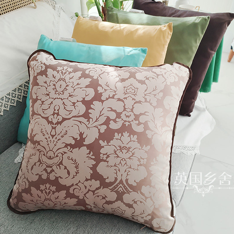 双面真丝提花缎抱枕套50cm外贸100%桑蚕丝靠垫套瑕疵清货