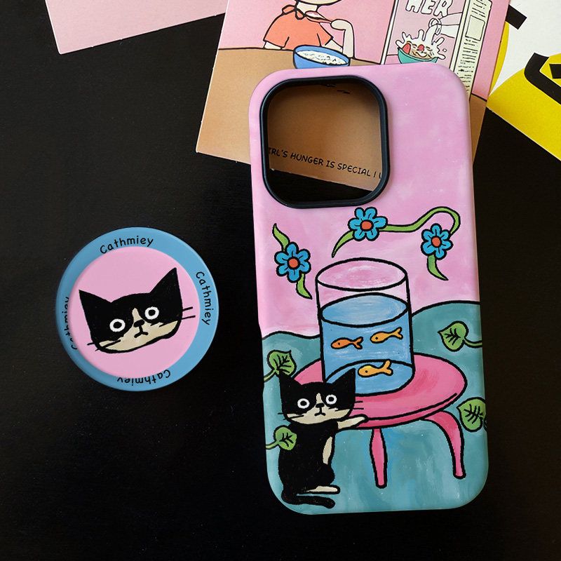 别动我的小鱼适用苹果17promax手机壳iphone16pro菲林磁吸支架个性华为P80小米15小众vivo防摔保护壳oppo卡通