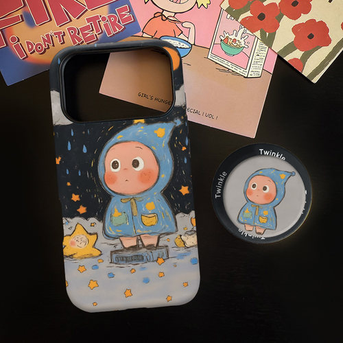 油画星星仔适用苹果17promax手机壳iphone16pro菲林磁吸支架个性华为P80小米15小众vivo防摔保护壳oppo冬季
