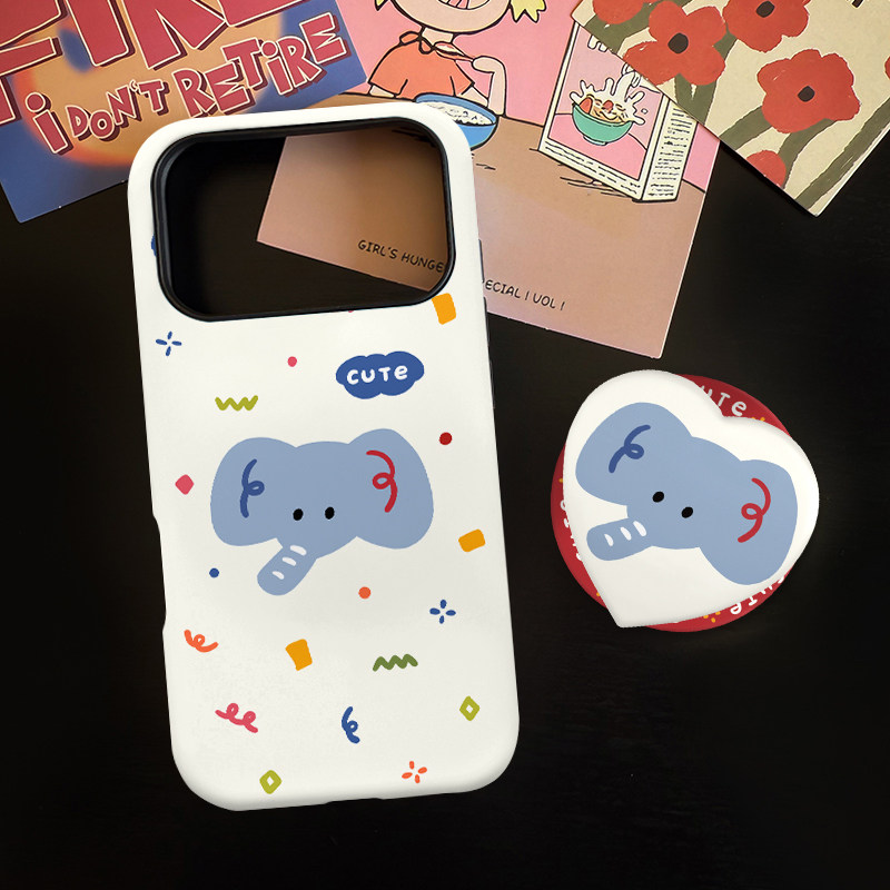 韩系可爱大象适用苹果17promax手机壳iphone16pro菲林磁吸支架个性华为P80小米15小众vivo防摔保护壳oppo卡通