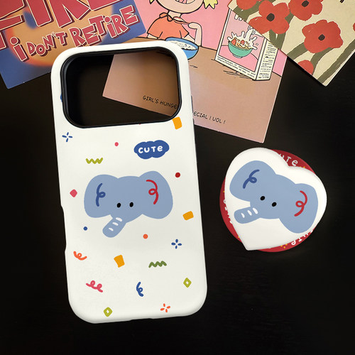 韩系可爱大象适用苹果17promax手机壳iphone16pro菲林磁吸支架个性华为P80小米15小众vivo防摔保护壳oppo卡通