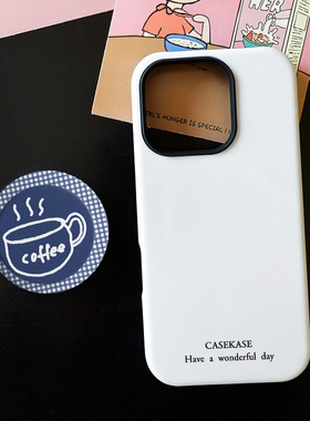 极简格纹咖啡适用苹果17promax手机壳iphone16pro菲林磁吸支架个性华为P80小米15小众vivo防摔保护壳oppo纯色