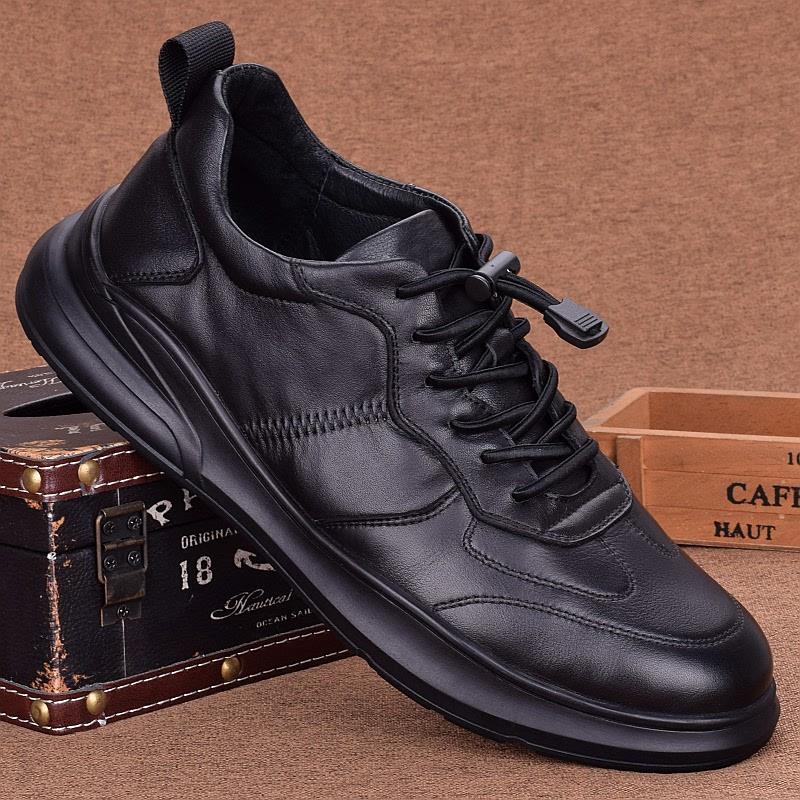 真皮运动鞋男韩版百搭头层牛皮外贸男士休闲皮鞋软底青年透气男鞋
