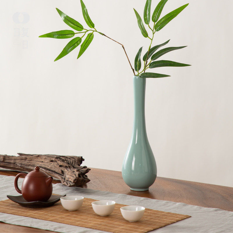 宋代美学花瓶中式陶瓷玉净瓶茶道家居摆件供佛插花干花花器装饰品
