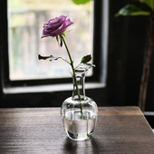 玻璃插花摆件餐桌透明简约花插 饰品中式 日式 玻璃花瓶家居客厅装