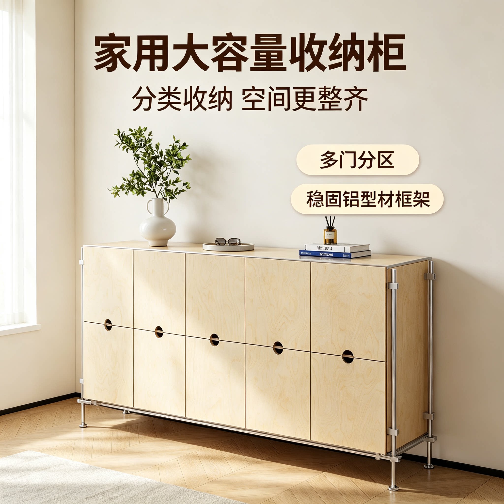 汐岸物研所工业风铝型材餐边柜图片