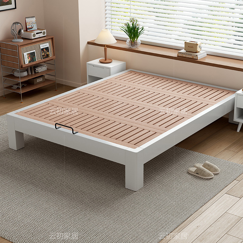 无床头满铺榉木排骨架床架小户型静音全实木床儿童榻榻米定制尺寸