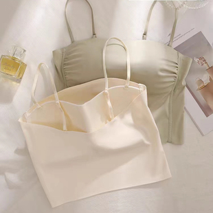 美背内衣女大胸显小2023夏季聚拢无痕抹胸吊带胸垫薄款背心文胸罩