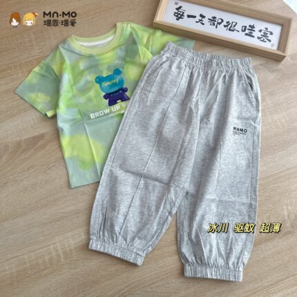 冰川棉驱蚊 衣拉拉夏季新款儿童防蚊裤超薄纯棉休闲运动裤九分裤