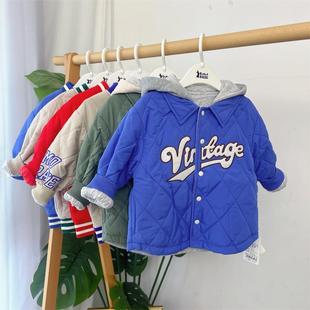 衣拉拉瑁恩瑁爱冬新款男童棉服开衫校服保暖内胆薄棉棒球棉服外套