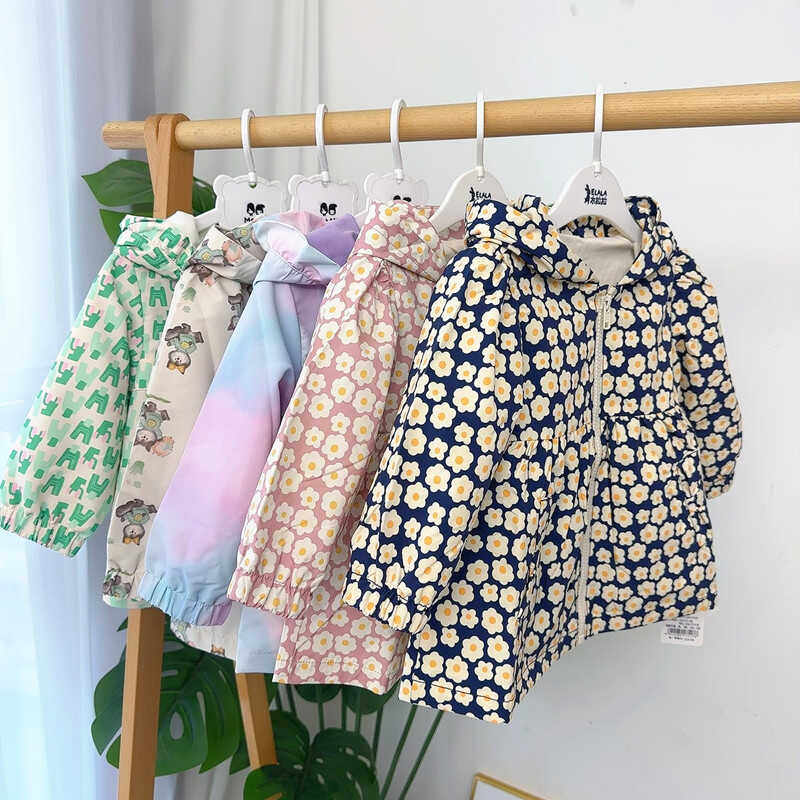 双层防风衣 衣拉拉春秋款女童连帽外套开衫女宝宝保暖可爱冲锋衣