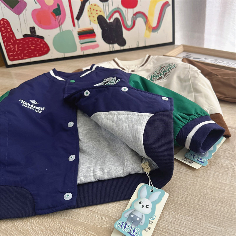 梭织+800棉衣拉拉秋冬新款男童夹棉厚棒球服外套棉衣校服神器保暖