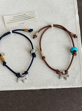 小众设计感小马天然石编织绳手链女简约百搭气质高级感手环手饰